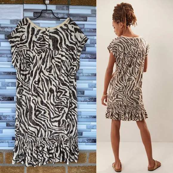 Daily Practice by Anthropologie Ruffled Mini Dress in Beige small - Picture 3 of 15